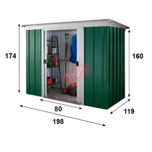 Magazie metalica verde GP64, 198 x 119 cm, 10 ani garantie dimensiuni