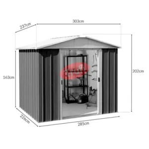 dimensiuni magazie metalica verde G108 303x237 cm 10ani garantie