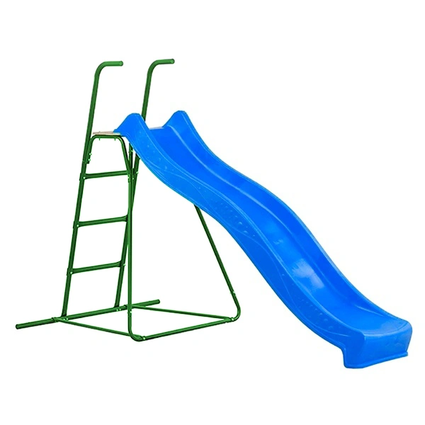 tobogan_cu_platforma_metalica_si_scara_albastru_verde Tobogan 235 cm 300 cm albastru cu scara metalica verde