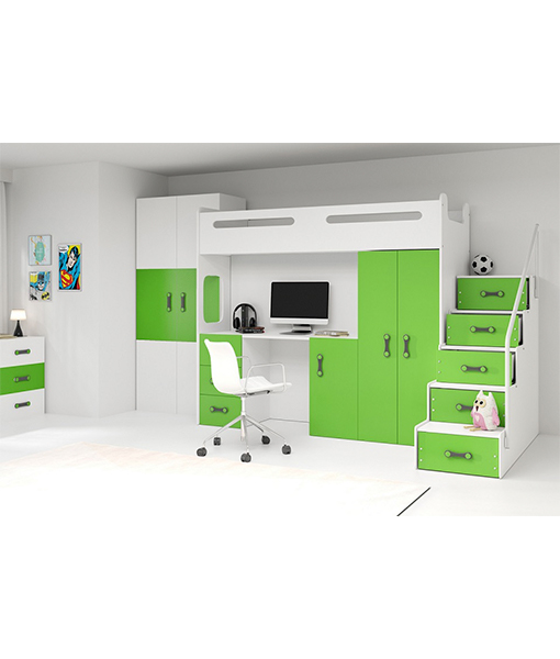 tone business friendly Mobilier camera copii Max4 : pat, dulap, birou, Verde