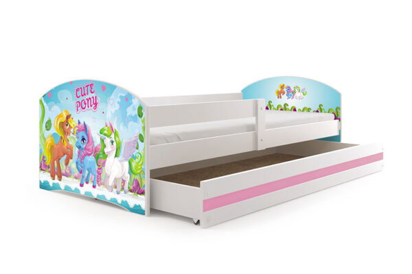 pat cute pony, pat mcii ponei, pat pentru un copil, pat cu saltea, pat cu lada, pat lemn,