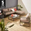 Set perne si huse la comanda pentru mobilier terasa culoare cappuccino rezistente la soare si uzura fara decolorare.