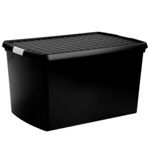 Set cutii depozitare cu capac DIY Recycled 62 litri, neagra