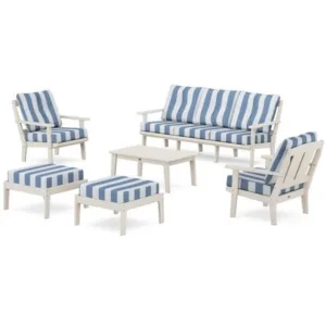 Perne pentru mobilier gradina dungi alb-albastru