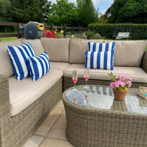 Perne pentru mobilier gradina dungi alb-albastru
