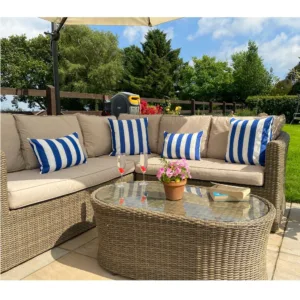Perne pentru mobilier gradina dungi alb-albastru