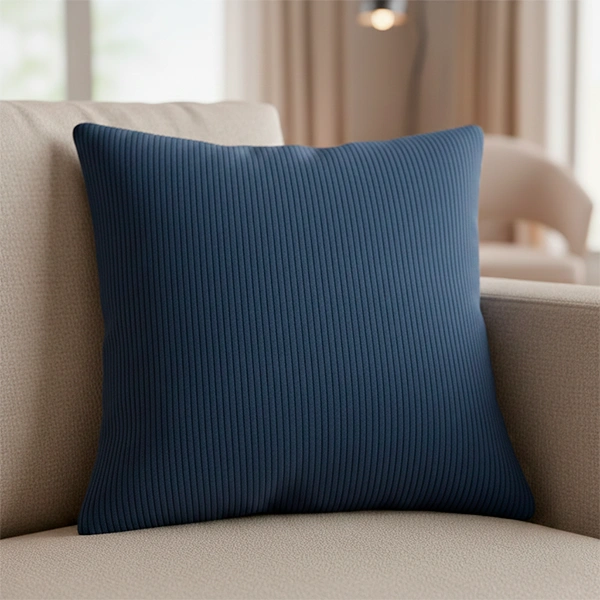 perna ontario 26 Pernă din catifea raiată albastra pentru mobilier la comandă, material rezistent, finisaj elegant