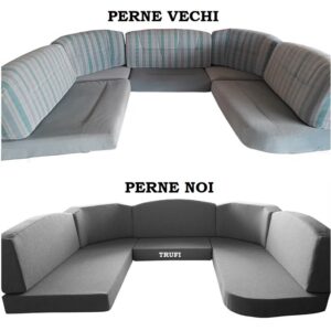 Înainte și după refacere perne și huse pentru rulotă și camper la comandă