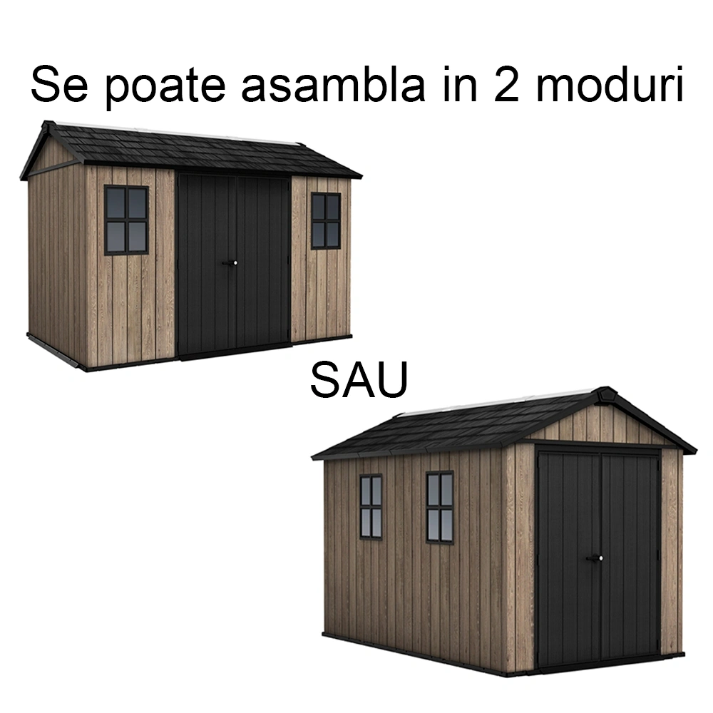 magazie_din_plastic_keter_apex_ashwood_asamblare Magazie din plastic Keter Apex 1175 ashwood 2 posibilitati de montaj