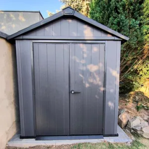 Magazie din plastic Keter Newton Plus 1175 gri asamblata pe lungime